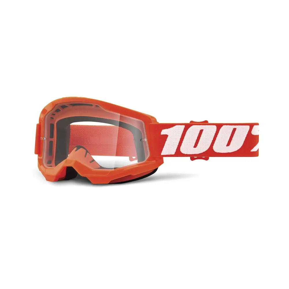 100% Strata 2 Motocross Goggles Orange - Clear Lens