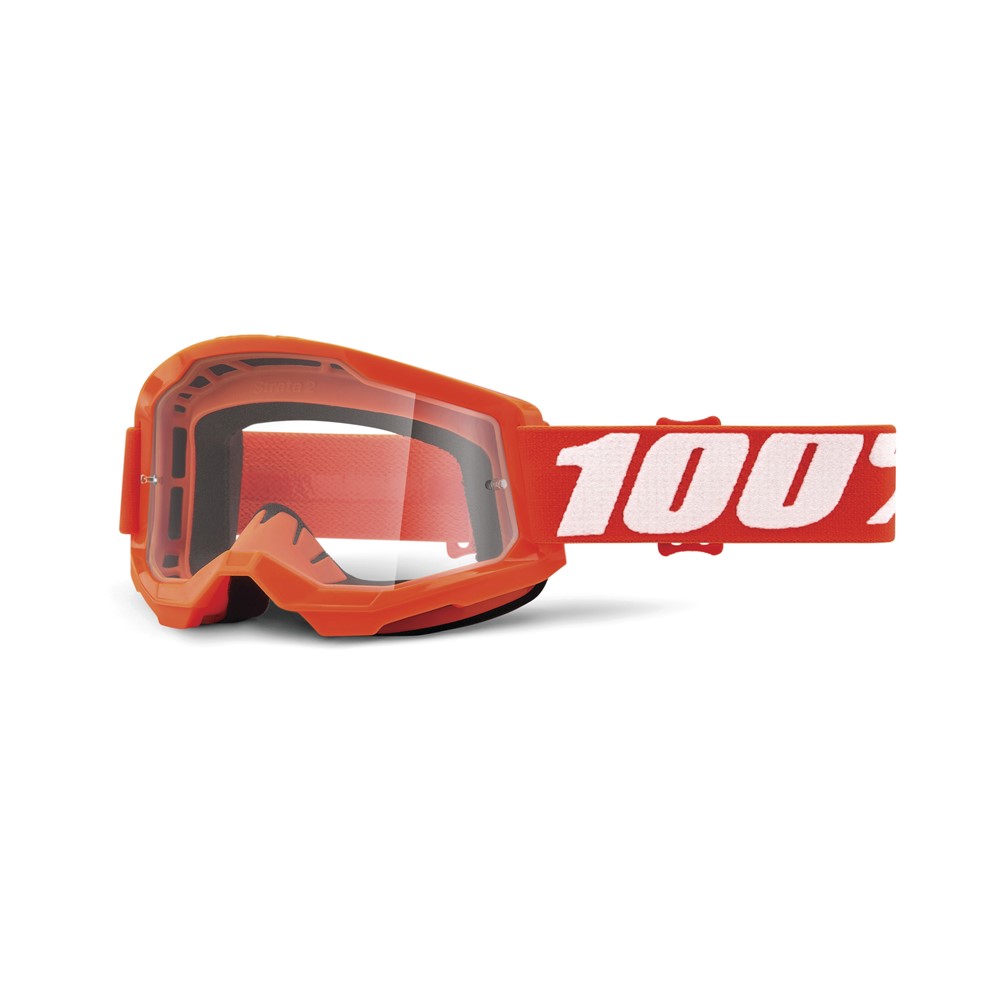 100% Strata 2 Motocross Goggles Orange - Clear Lens - Image 1