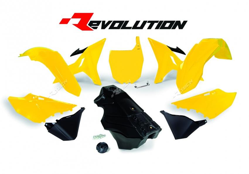 REVOLUTION PLASTICS KIT YAMAHA YZ125 YZ250 YZ250X 02-21 YELLOW BLACK - Image 1