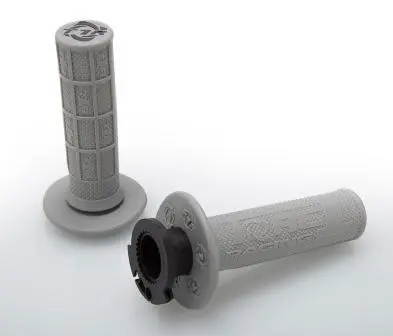 DEFY MX LOCK ON GRIPS 1/2 WAFFLE SOFT COMPOUND, INCLUDES 2 STROKE & MINI BIKE THROTTLE CAMS GREY
