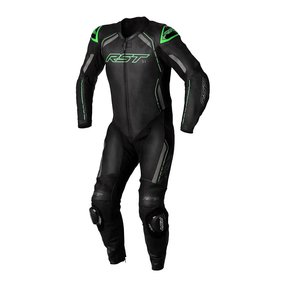 RST S1 Ce 1-PC Leather Race Suit Black/Grey/Neon Green