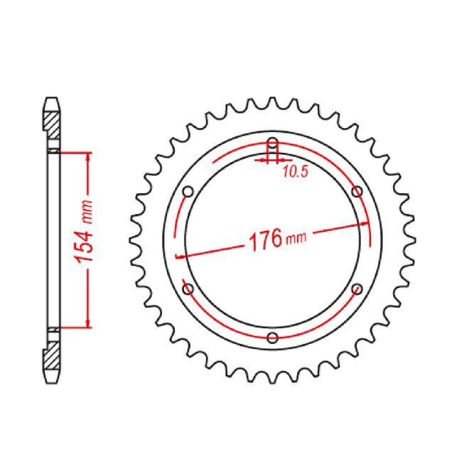 SPROCKET REAR MTX 1346 44T #525 - Image 1
