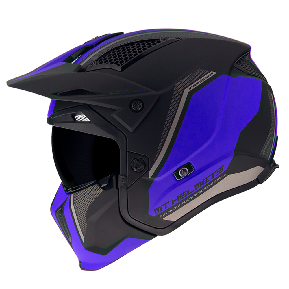 MT Streetfighter SV Twin Open Face Helmet Matte Blue - Image 2