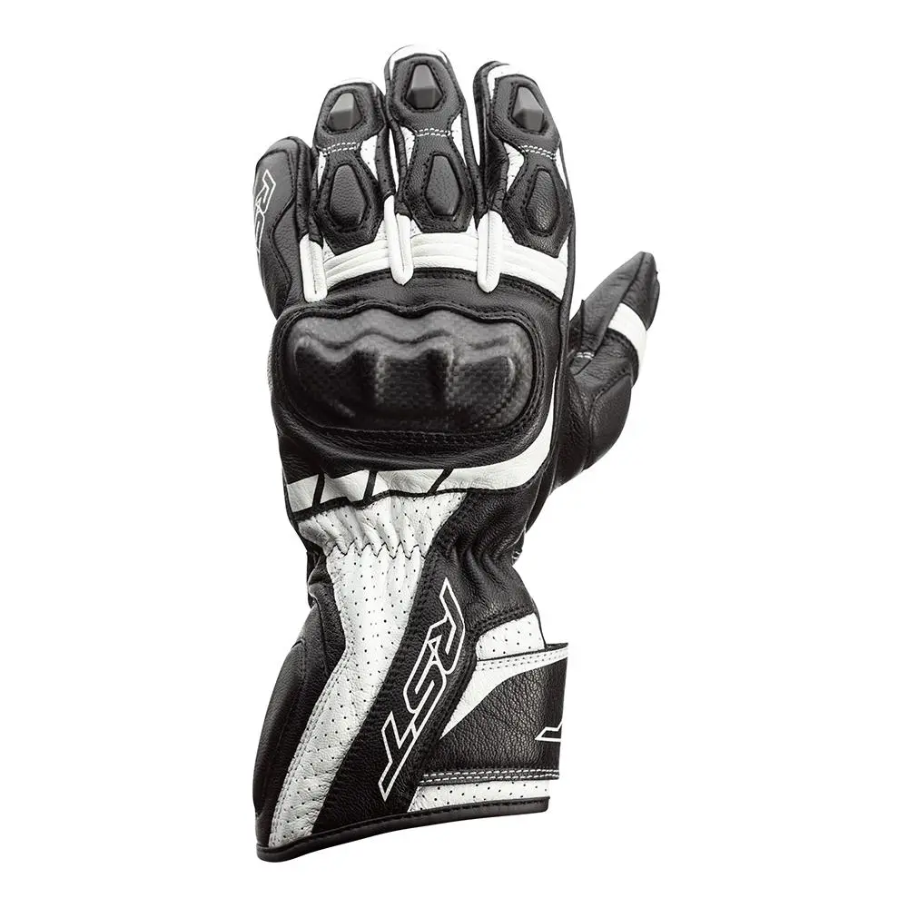 RST Axis CE Leather Road Gloves Black/White