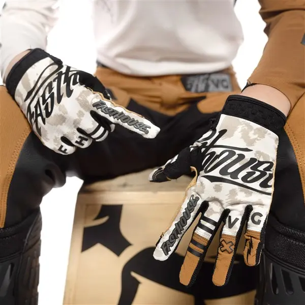 Fasthouse Elrod Stay Golden Motocross Gloves Chalk/Camel
