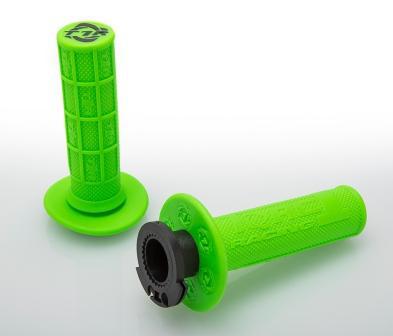 DEFY MX LOCK ON GRIPS 1/2 WAFFLE SOFT COMPOUND, INCLUDES 2 STROKE & MINI BIKE THROTTLE CAMS GREEN - Image 1