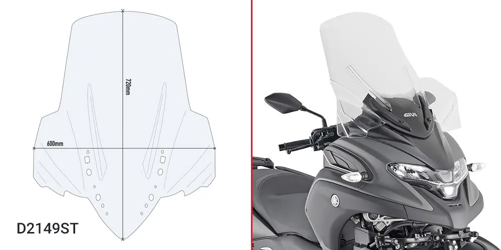 Givi Screen Clear 72x60cm 19.5cm Yamaha Tricity 300 20'