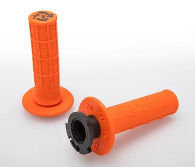 DEFY MX LOCK ON GRIPS 1/2 WAFFLE SOFT COMPOUND, INCLUDES 2 STROKE & MINI BIKE THROTTLE CAMS ORANGE - Image 1