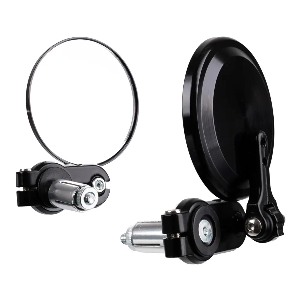 WMP Handlebar Bar End Mirrors Pair - Hinged - Black