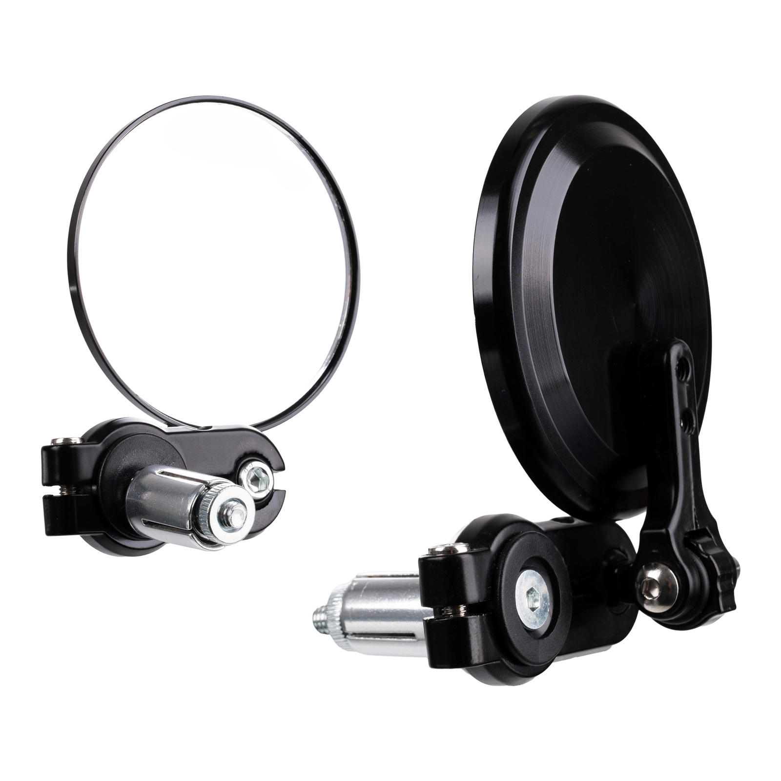 WMP Handlebar Bar End Mirrors Pair - Hinged - Black - Image 2