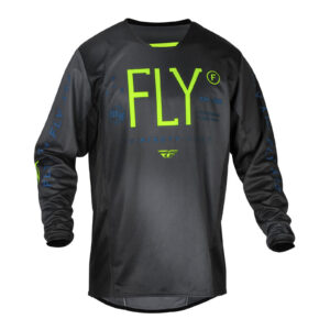 FLY Racing Kinetic Motocross Jersey Youth Charcoal / Neon Green / True Blue - Image 1