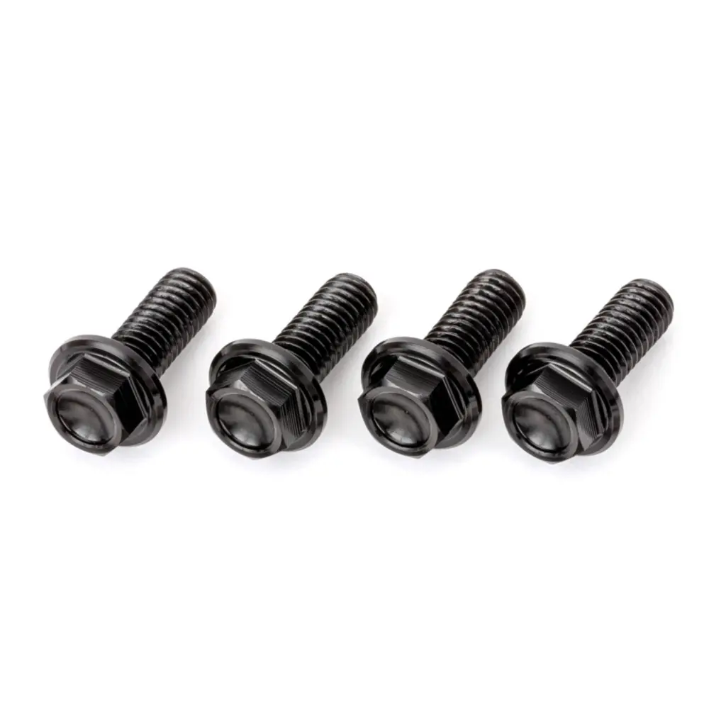 DRC ALUMINUM M6 FLANGE BOLTS 20MM BLACK 4PCS