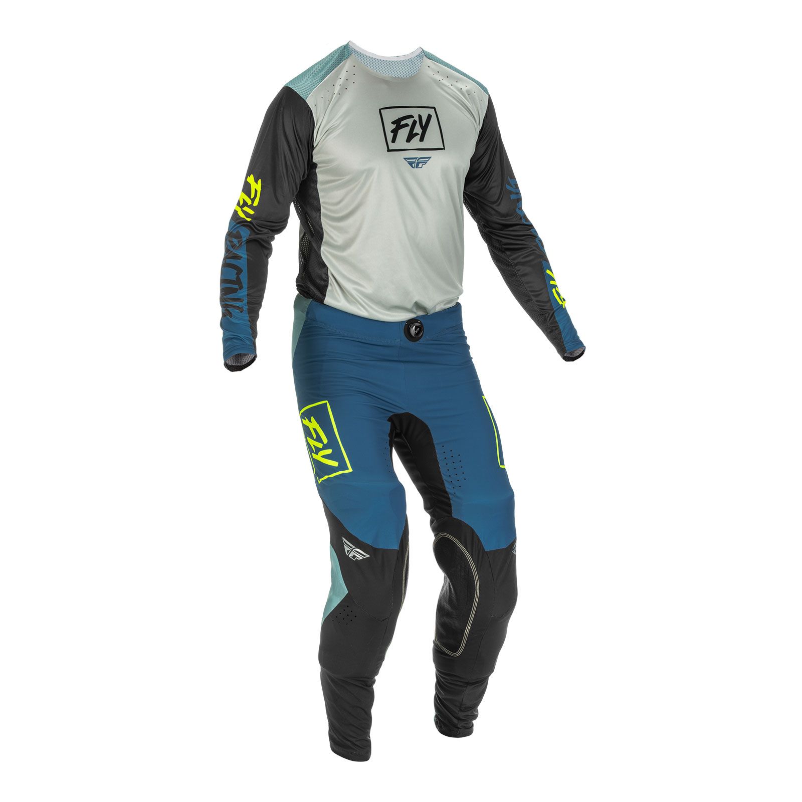 Fly Lite Hydrogen Grey/Teal/Hi-Vis Motocross Pants - Image 5