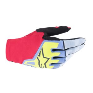 Alpinestars Techstar Motocross Gloves Light Blue/Red Berry/Black - Image 1