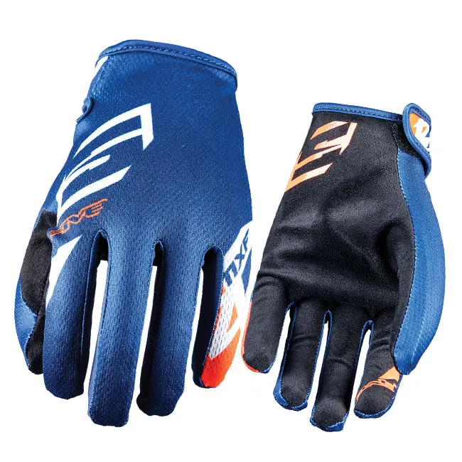 Five MXF4 Scrub Motocross Gloves Navy/Fluro Orange