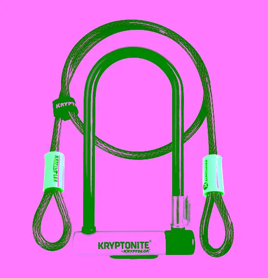 KRYPTONITE KRYPTOLOK SERIES 2 U-LOCK 4 x 9 & 4FT KRYPTOFLEX CABLE W/BKT (3C)
