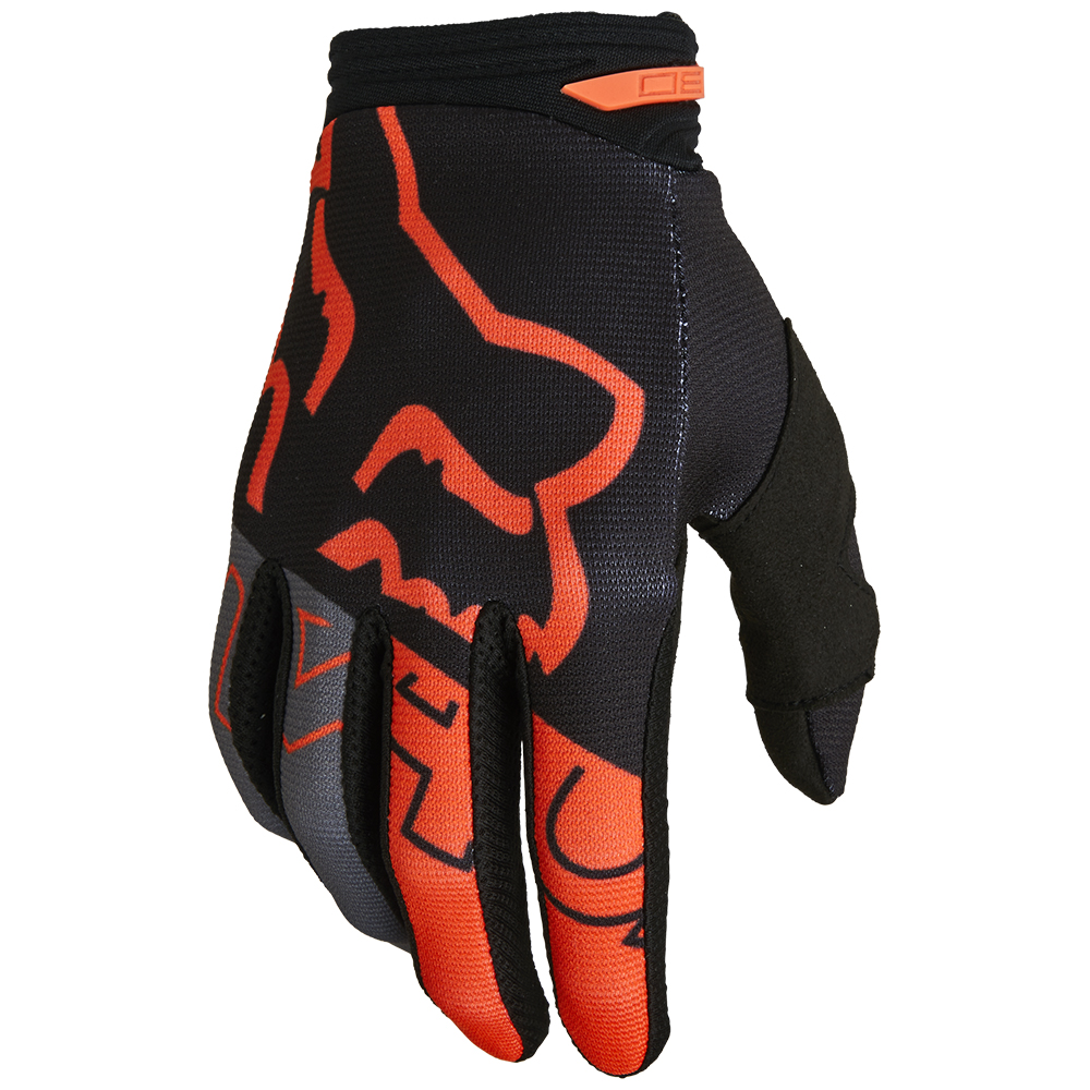 Fox 180 Skew Black/Orange Motocross Gloves - Image 1