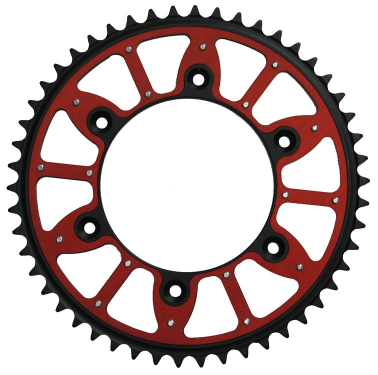 ** REAR SPROCKET HONDA CRF STEEL TEETH/RED ALLOY CENTRE - Sale - Image 1