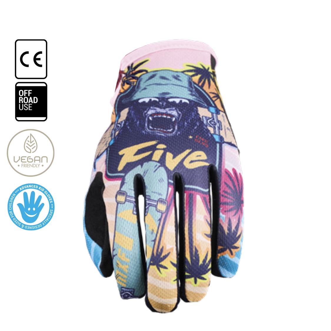 Five MXF4 Venice Motocross Gloves Kids Peach - Image 1