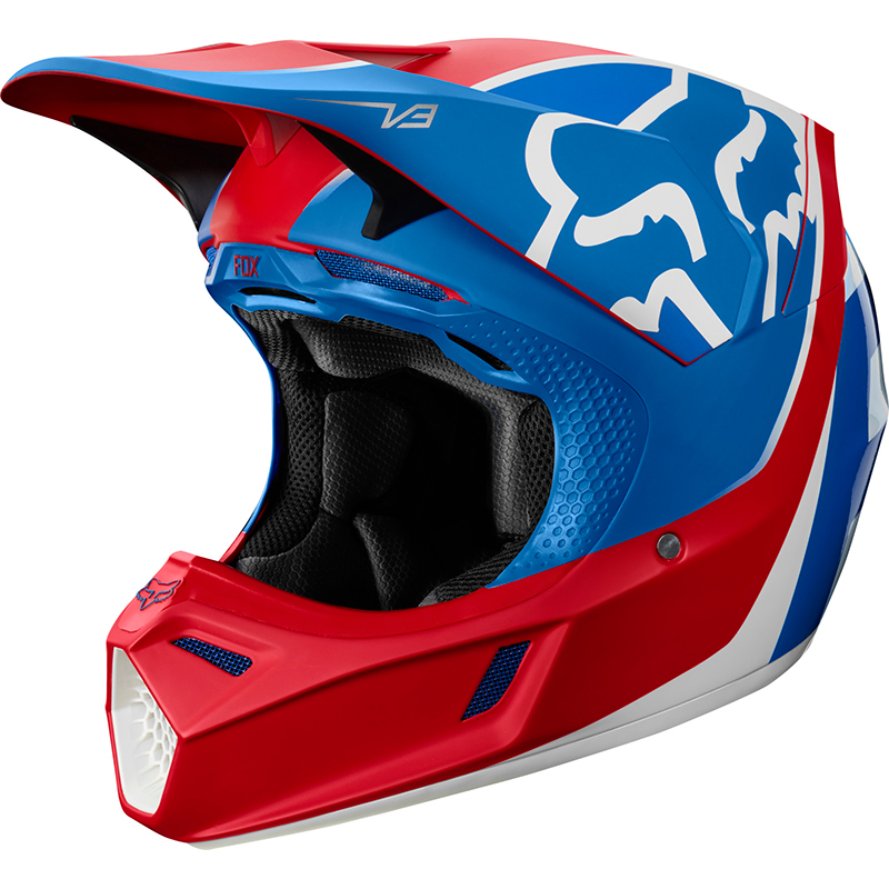 Motocross Helmet Fox V3 Kila ECE Blue/Red - Image 1