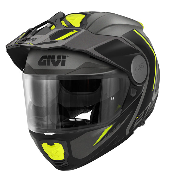 Givi HX27 Flip Front Helmet Tourer Matte Titanium/Yellow - Image 1