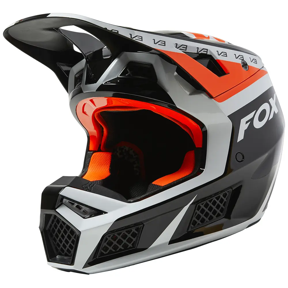 Fox V3 Dvide ECE Motocross Helmet Black/White/Orange