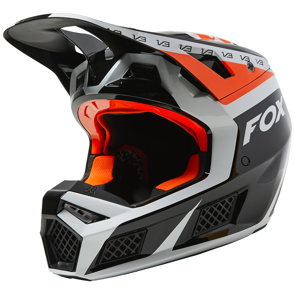 Fox V3 Dvide ECE Motocross Helmet Black/White/Orange - Image 2