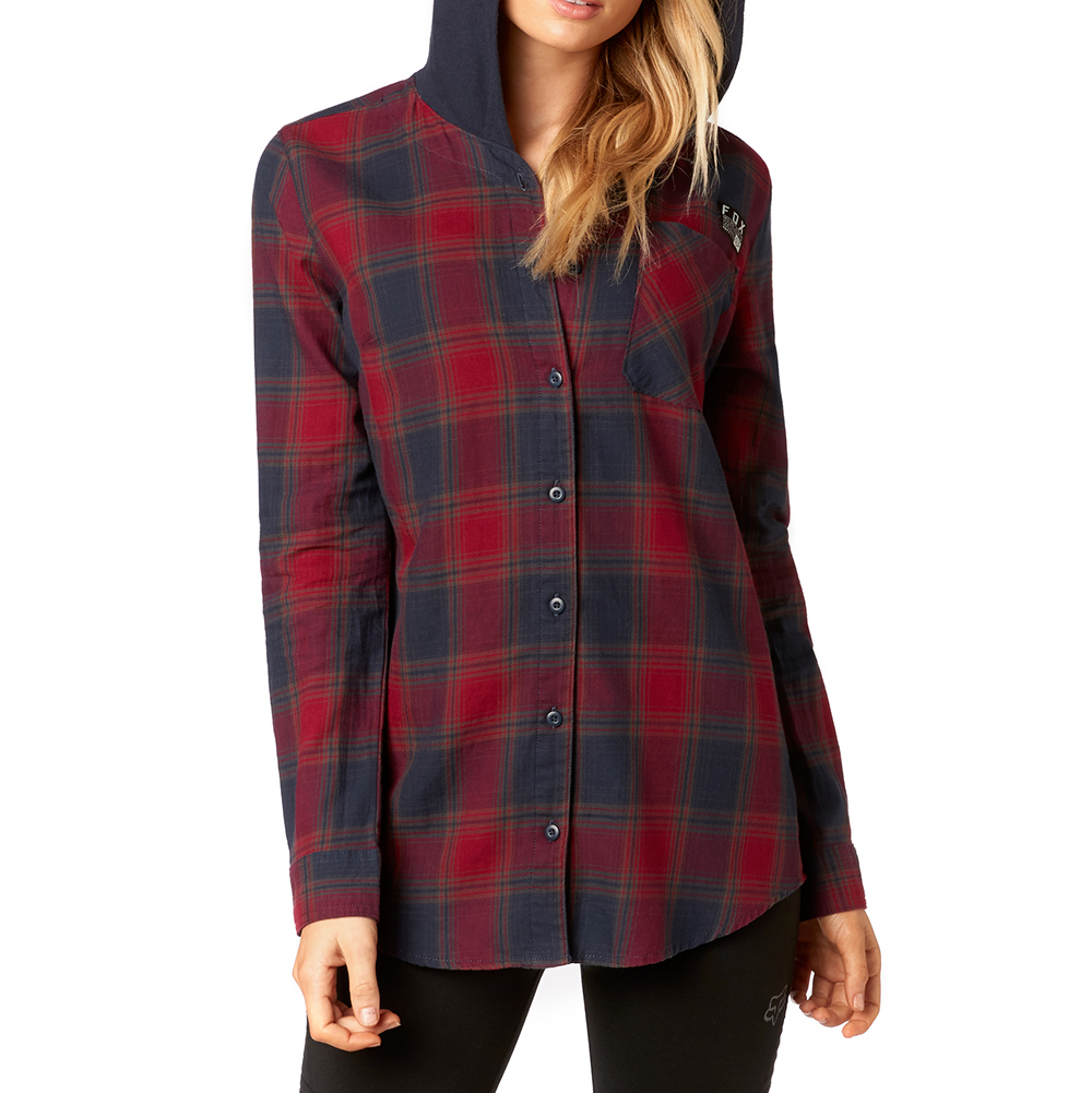 Fox Deny Flannel Dark Red Flannel Hoodie - Image 2