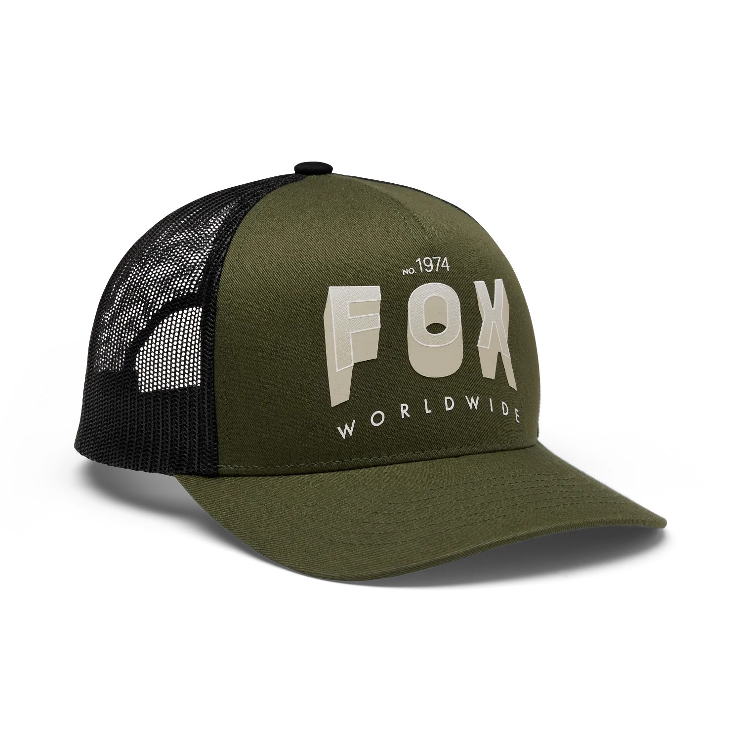 Fox Block Mesh Trucker Hat Army Green - Image 1