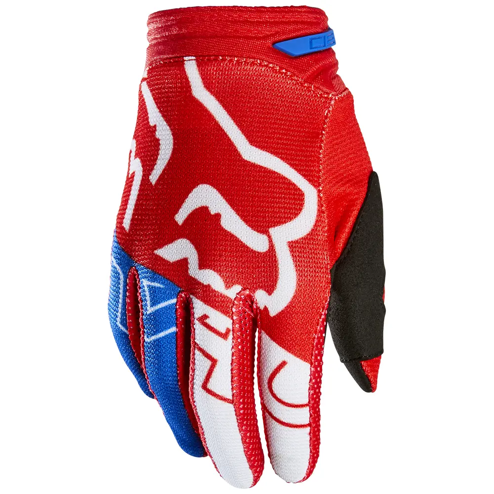 Fox 180 Skew Youth White/Red/Blue Motocross Gloves