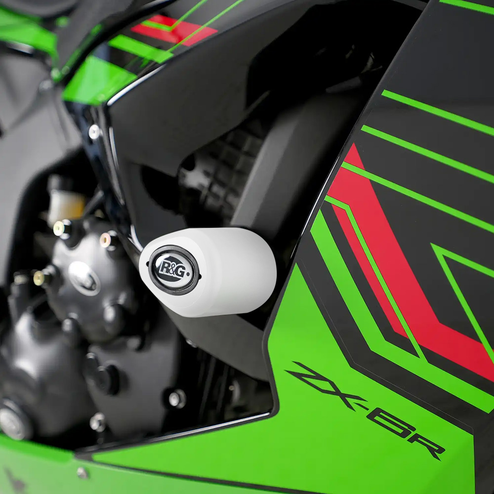 Aero Crash Protectors White No Drill Kawasaki ZX6-R 2024- - Image 1