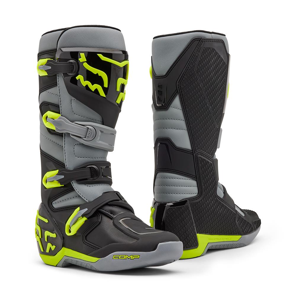 Fox Comp Motocross Boots Grey/Yellow - Image 1