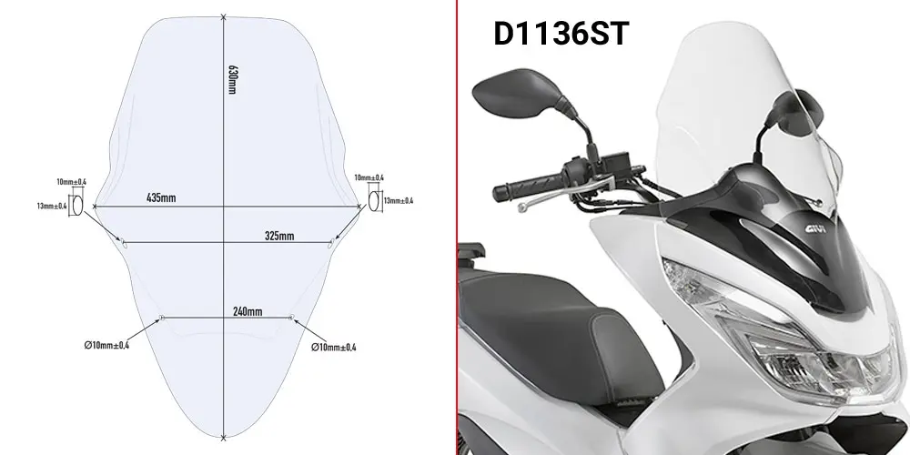 SCREEN HONDA VISION '11->/SH300i '11-'14. 52x66.5cm (NEEDS KIT)