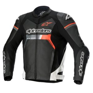 Alpinestars GP Force Leather Road Jacket Black/White/Fluro Red - Image 1