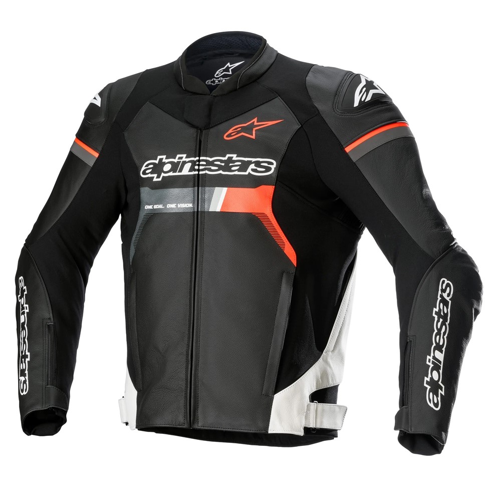 Alpinestars GP Force Leather Road Jacket Black/White/Fluro Red - Image 1
