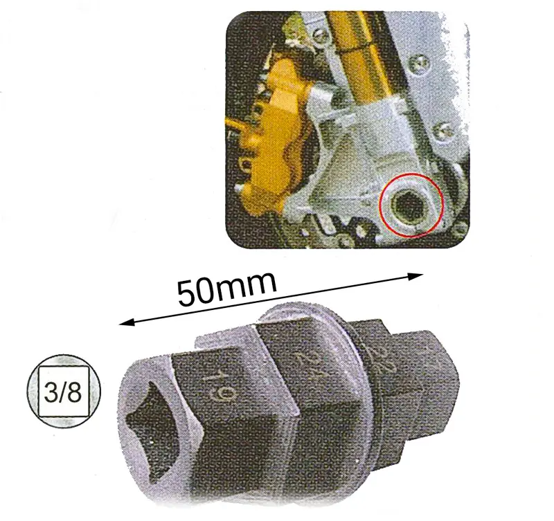 4-WAY AXLE TOOL 3/8 IN. DRIVE SIZES 17/19/22/24 mm STEEL