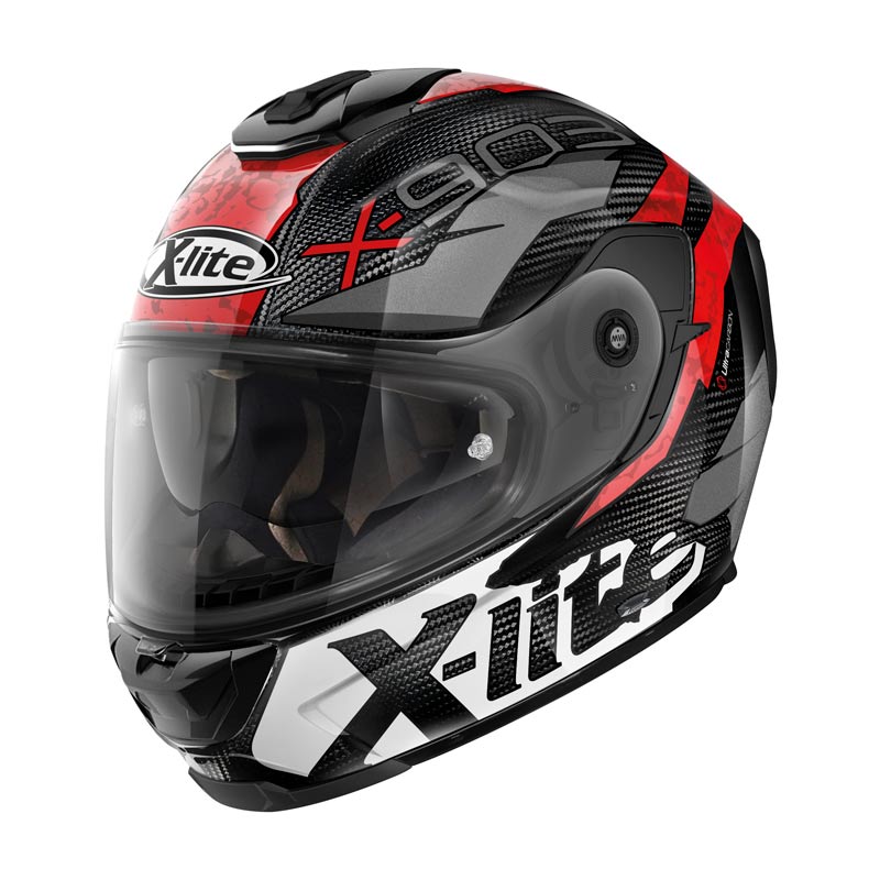 Nolan X-lite X903 Ultra Carbon Road Helmet Black/Red/White - Image 1