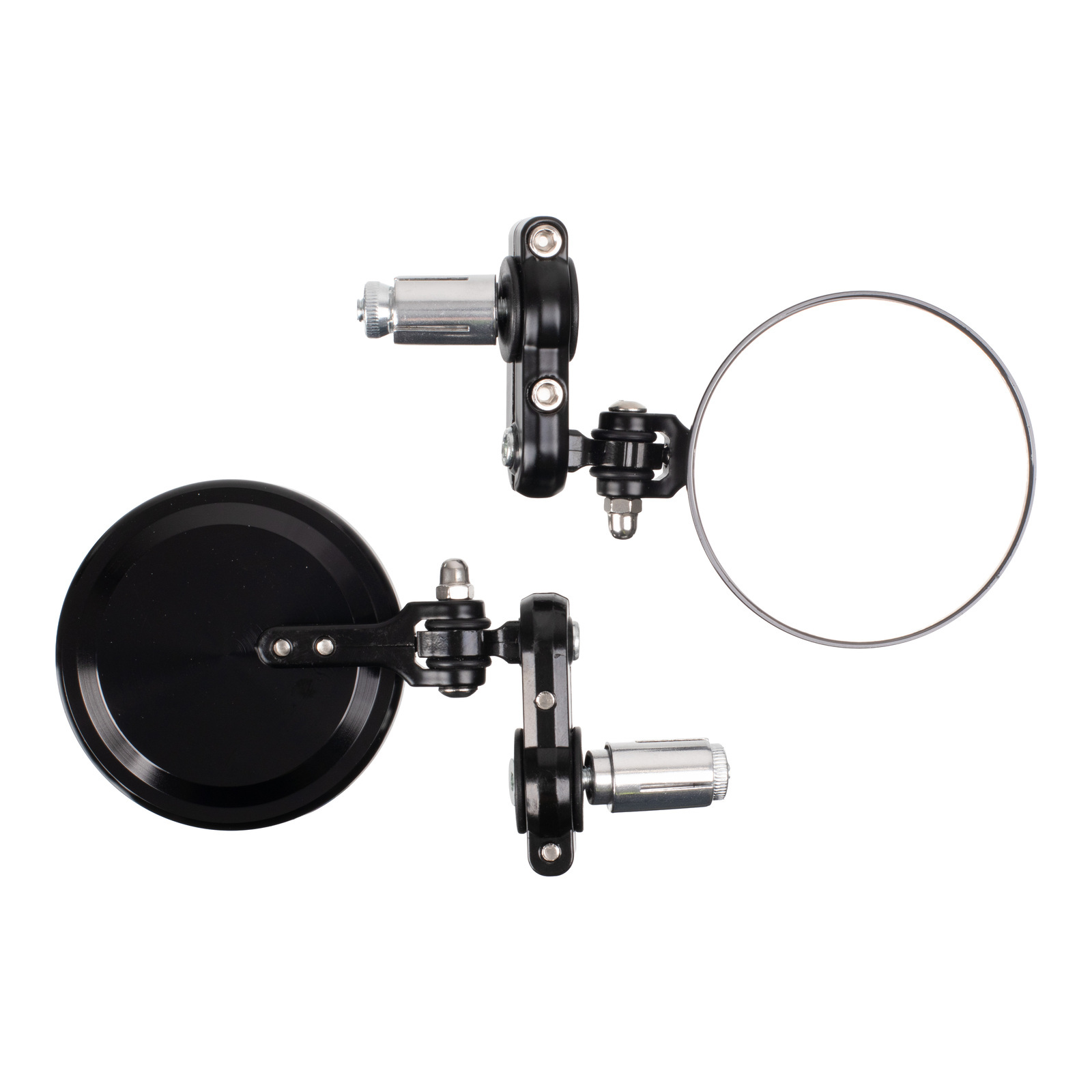 WMP Handlebar Bar End Mirrors Pair - Hinged - Black - Image 1