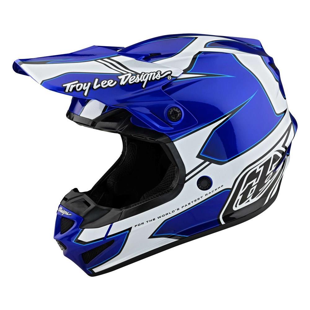 Troy Lee Designs SE4 Poyacrylite Matrix Motocross Helmet Blue - Image 1