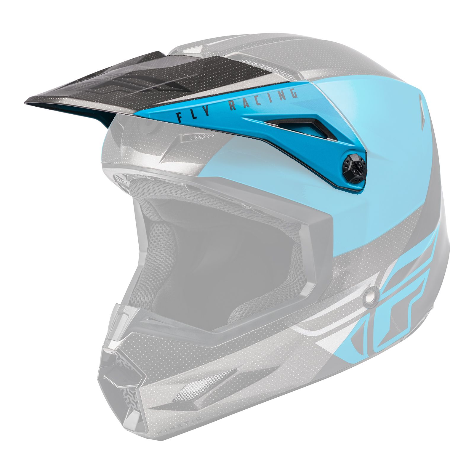 FLY '21 KINETIC STRAIGHT EDGE YTH HELMET PEAK BLUE/BLACK/GRE - Image 1