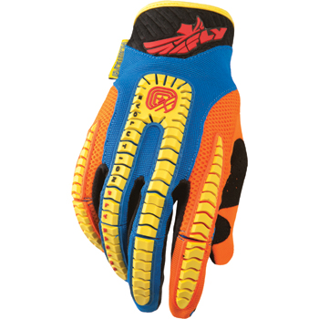 Motocross Gloves Fly 2014 Youth Evolution Blue/Yellow/Orange - Image 1