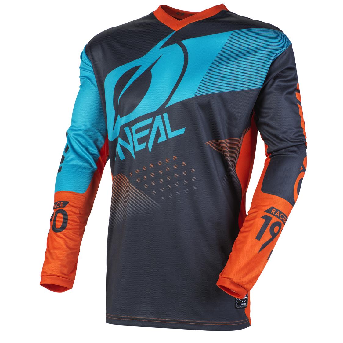 O'Neal Element Factor Grey/Orange/Blue Motocross Jersey - Image 1