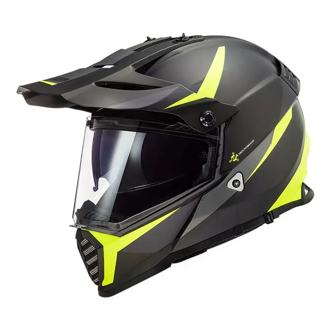 Adventure Helmet LS2 MX436 Pioneer Evo Router Matte Black/Hi-Vis Yellow