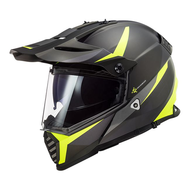 Adventure Helmet LS2 MX436 Pioneer Evo Router Matte Black/Hi-Vis Yellow - Image 1