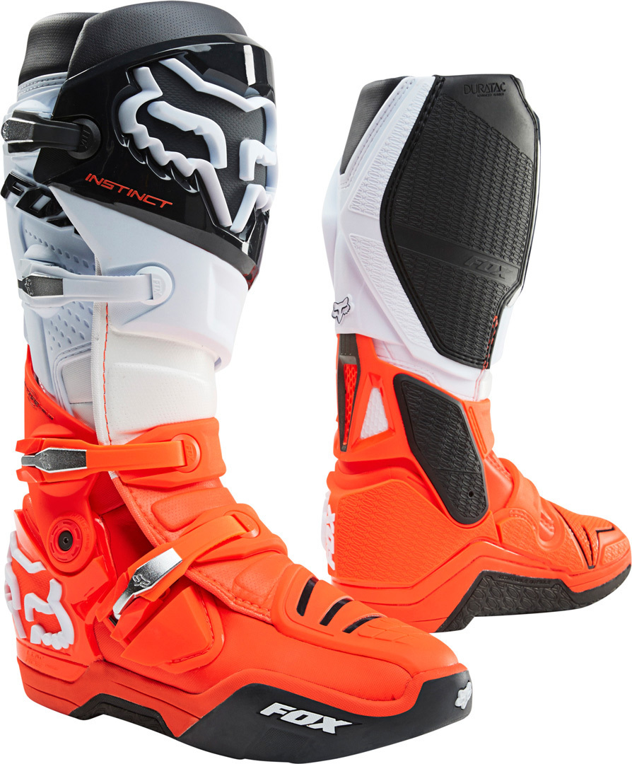 Fox Instinct Motocross Boots Black/White/Orange - Image 1