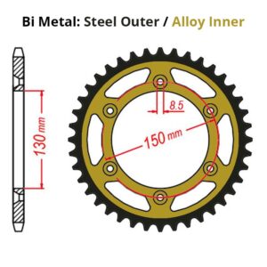 SPKT REAR MTX RAPTOR BI-METAL GLD/BLK 251 48T #520 - Image 1