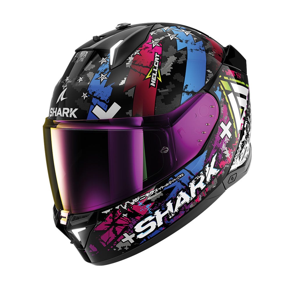 Shark Skwal i3 Hellcat Road Helmet Black/Chrome/Blue - Image 1