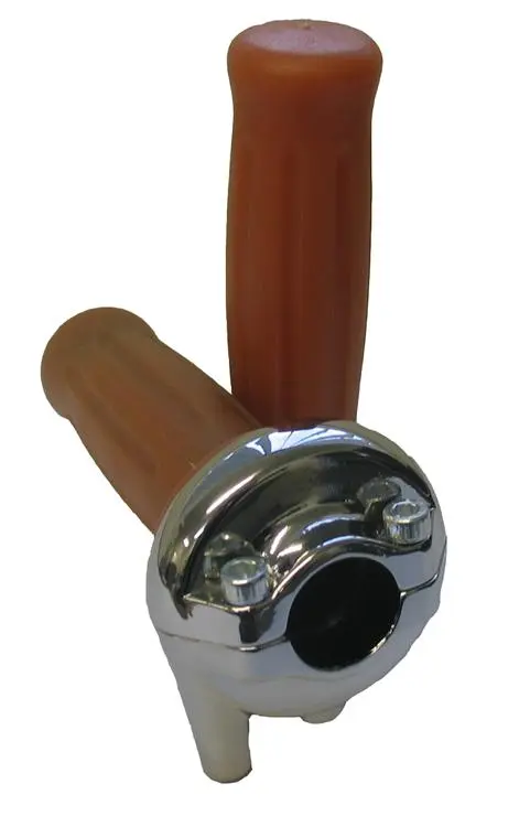 THROTTLE RALLY VINTAGE CHROME - BROWN GRIPS