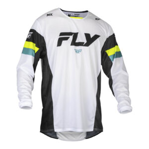 FLY Racing Kinetic Prix Motocross Jersey - White / Black / Hi-Vis - Image 1