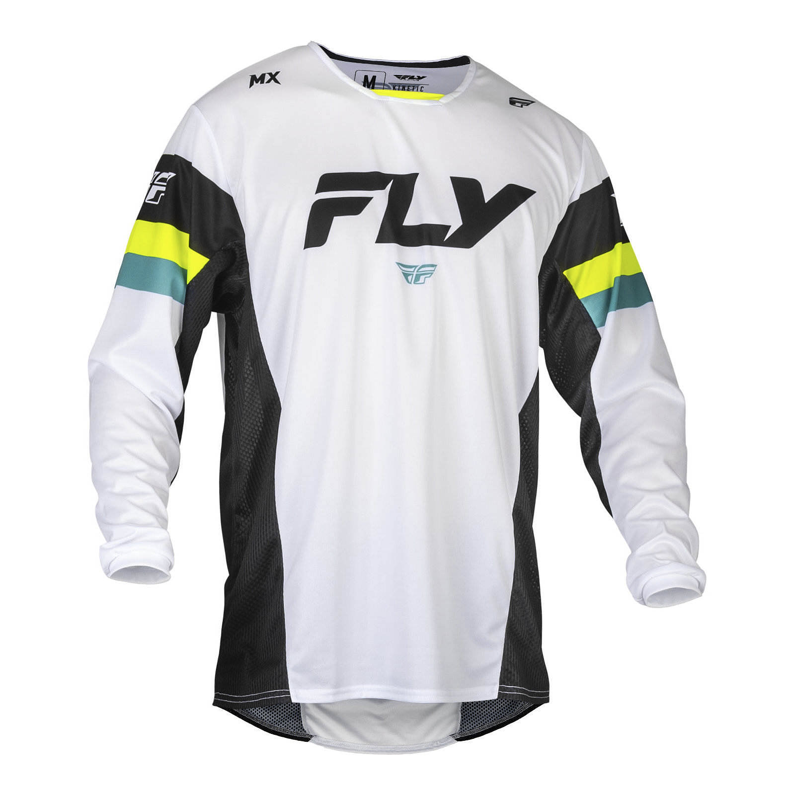 FLY Racing Kinetic Prix Motocross Jersey - White / Black / Hi-Vis - Image 1